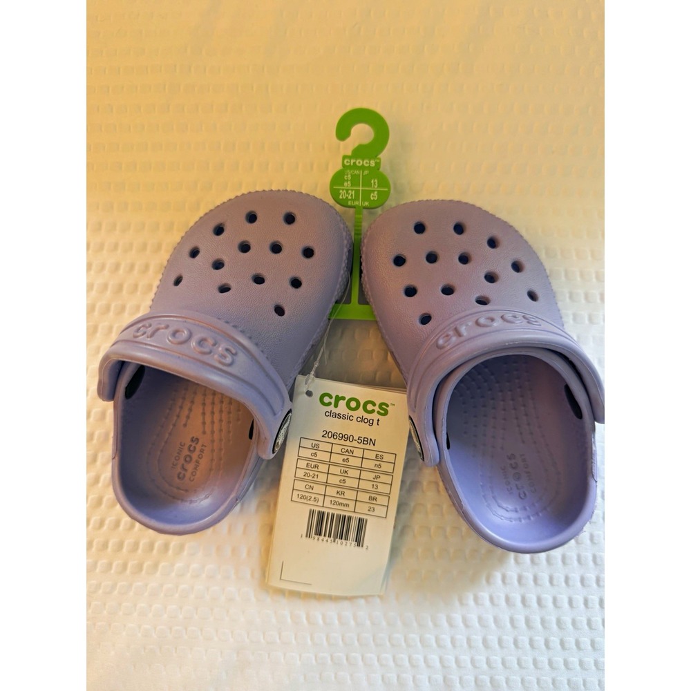 Crocs Classic Clog Purple Unisex Kids Slip On Logo Round Toe 206990-5BN Size 5C